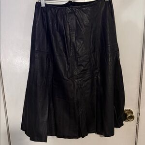 Lafayette 148 New York Black A-Line Leather Skirt